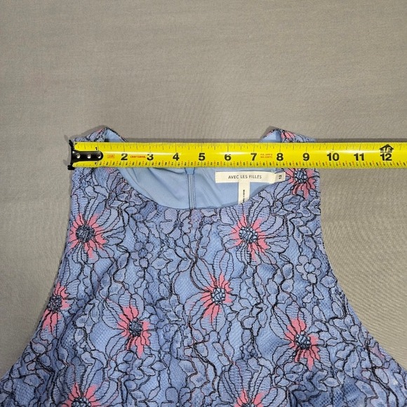 Avec Les Filles Womens Blue Lace Sleeveless‎ Floral Shift Dress NWT Size 12 - Picture 11 of 15